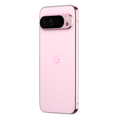 Backside view of the google pixel 9 pro smartphone, in rose color - Phonesrefurb