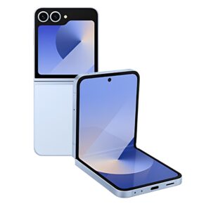 FlexWindow Display - Close-up of the FlexWindow on the Galaxy Z Flip6, displaying multitasking features. - Silver Shadow - Blue