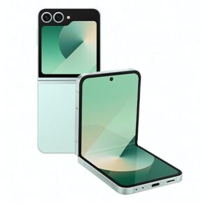 شاشة FlexWindow - صورة مقربة لنافذة FlexWindow على هاتف Galaxy Z Flip6، تعرض ميزات تعدد المهام. - الظل الفضي - النعناع